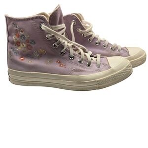 Converse Chuck 70 High Top Lavender Purple Floral Embroidered Sneaker Womens 9.5